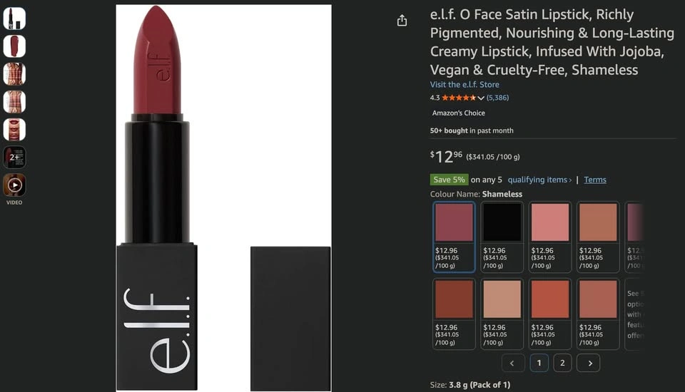 e.l.f. O-Face Satin Lipstick (No Regrets) - photo 3