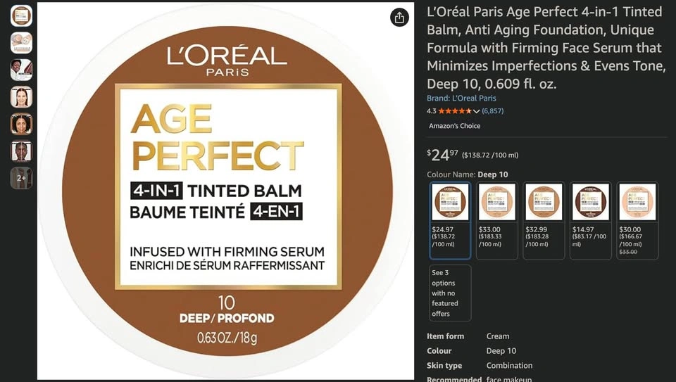 L'Oréal Paris Age Perfect 4-in-1 Tinted Balm Foundation (Deep 10 - photo 2