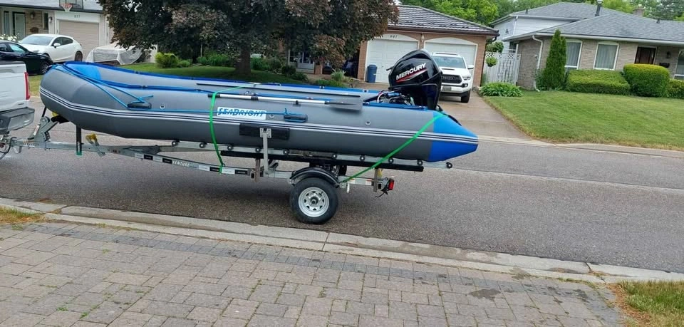 12 ft Inflatable Boat with Trailer and Mercury Engine