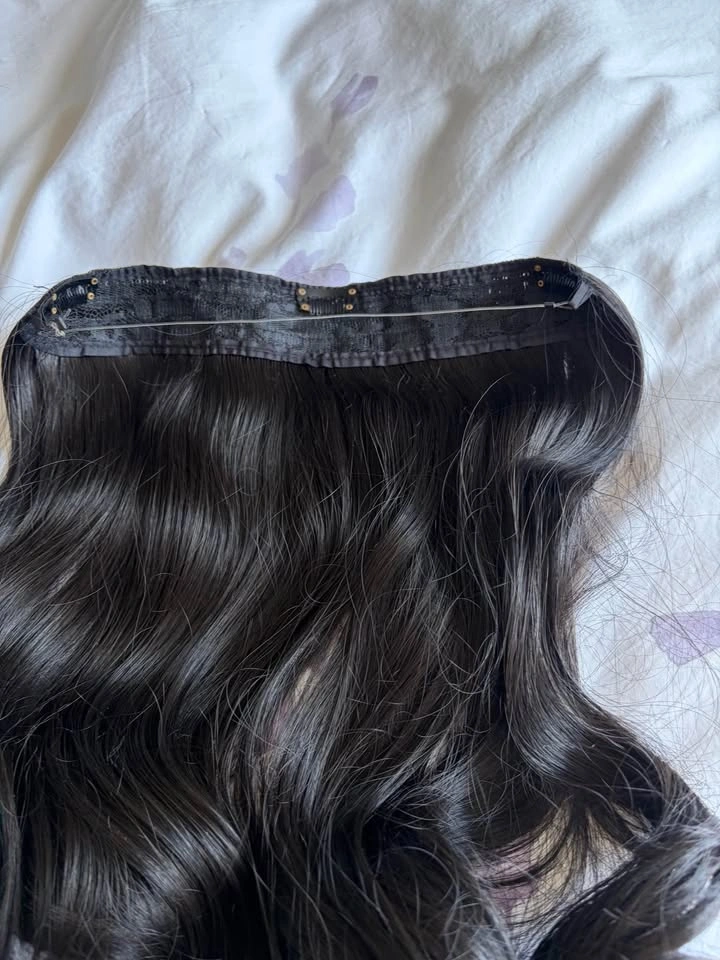 18” That Hair Curly Dark Brown Synthetic Halo Extensions - photo 2