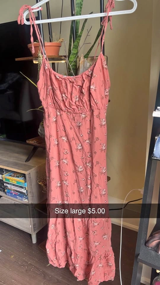 Boho pink floral style dress size L