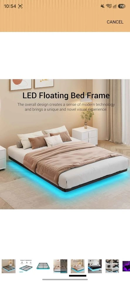 Twin Size 8 inch bed with floating bed frame with led lights - photo 3