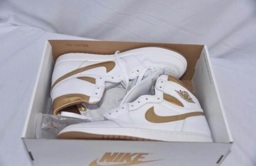 Nike Air Jordan 1 White/Gold High Top Leather Lace-Up Sneaker - photo 3