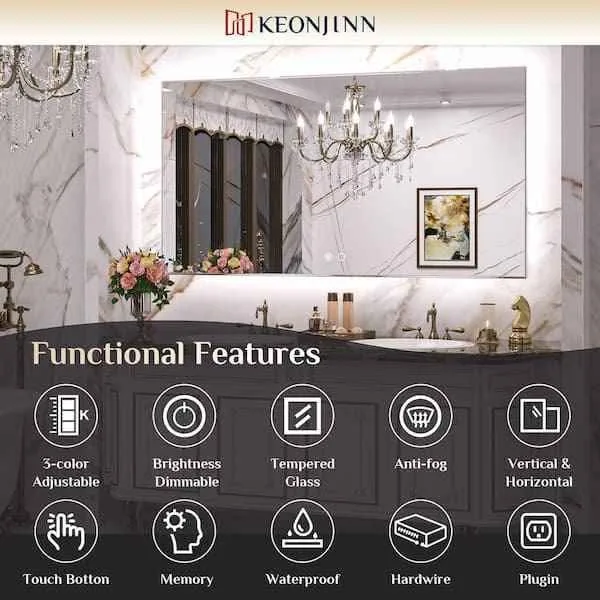 KeonJinn 48x24 Inch Backlit 3 Colour LED Light Mirror BRAND NEW image indicator(6)