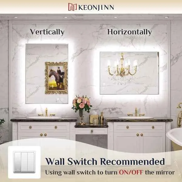 KeonJinn 48x24 Inch Backlit 3 Colour LED Light Mirror BRAND NEW image indicator(8)