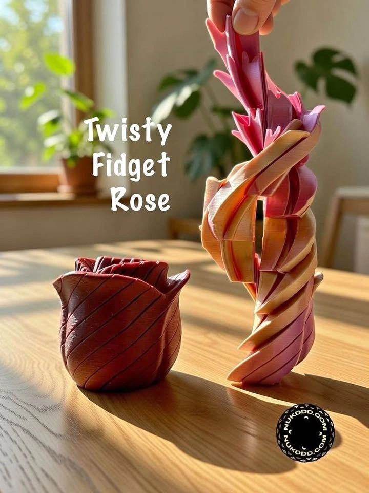 Twisty Fidget Rose 3D Printed