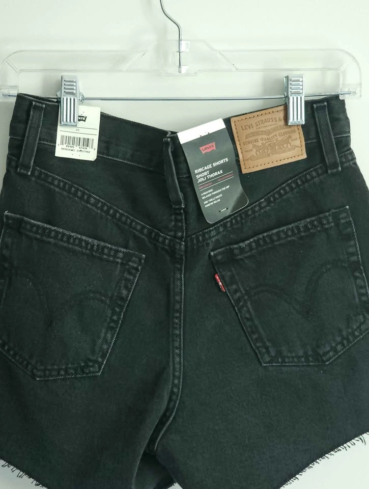NEW Levi's Ribcage Shorts Black – Women's Size 25 – NWT - photo 3