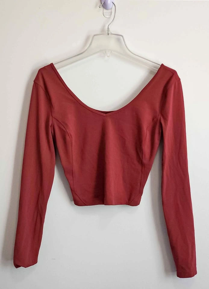 Lululemon Align Cropped Long Sleeve Burgundy Top
