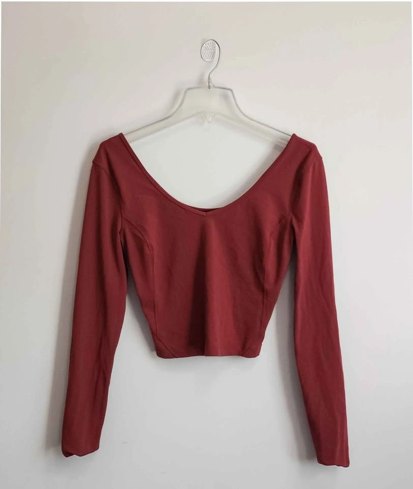 Lululemon Align Cropped Long Sleeve Burgundy Top - photo 2