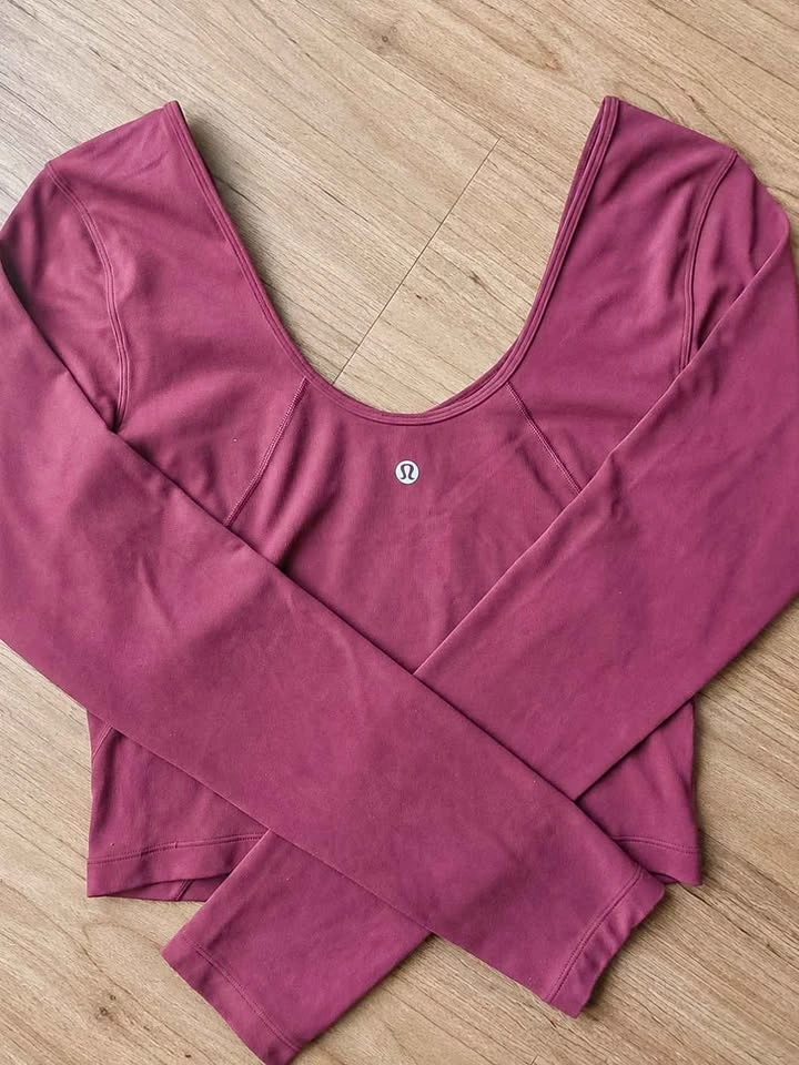 Lululemon Align Cropped Long Sleeve Burgundy Top - photo 4