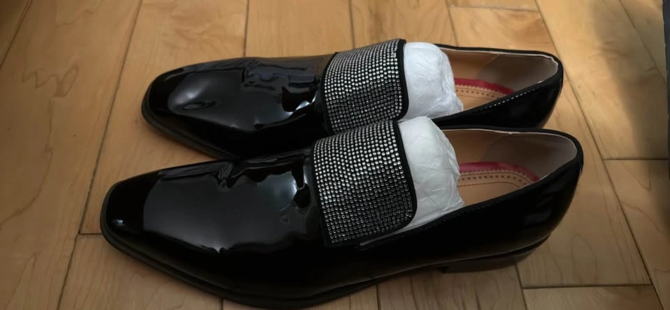 Brand new men’s dress shoes size 11 to 11.5 black with jewels - photo 2