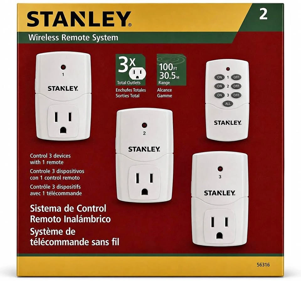 STANLEY Wireless Remote System 3 Outlets 1 Remote control
