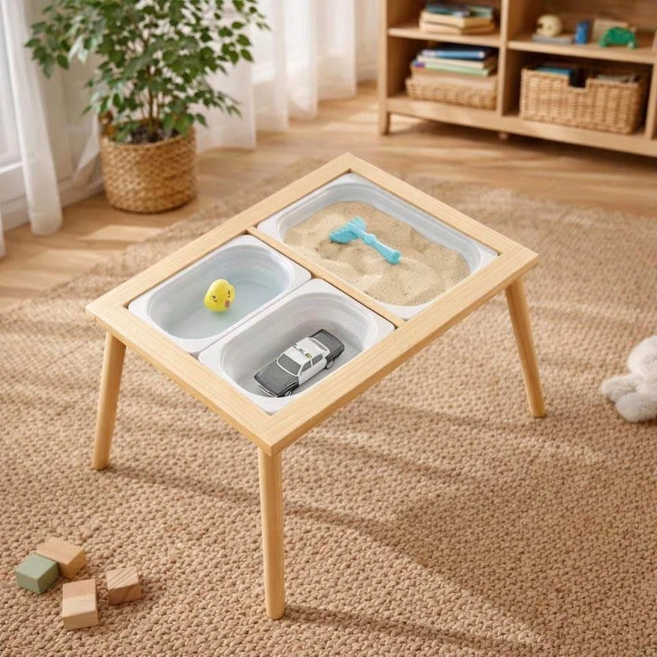 Wooden Kids Sensory Table Activity Desk with Sand/Water Tray
