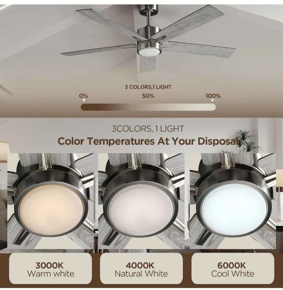 Vagizm 52-Inch Ceiling Fan with LED Light and Remote (New) - photo 2