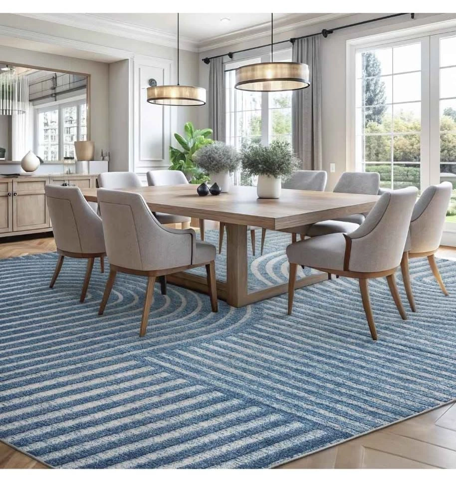 Brand New 8x10 Boho Area Rug - Blue Machine Washable & Non-Slip - photo 2