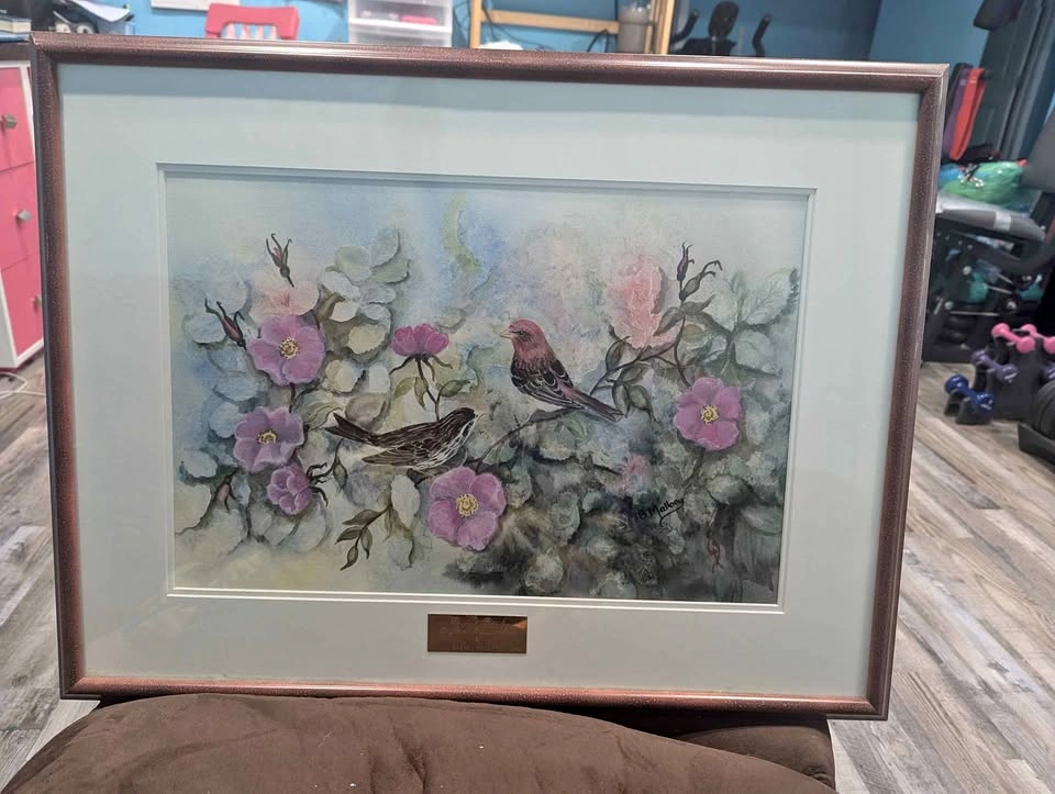 Brenda Mallory 'Purple Finch' Original Watercolour (1996)