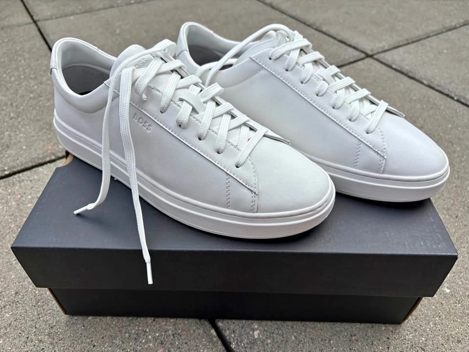 BNIB BOSS Kieran Tenn Allt White Leather Sneakers