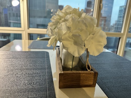 Mason Jar Lights Table Centerpiece With Fake Eucalyptus Plants - photo 4
