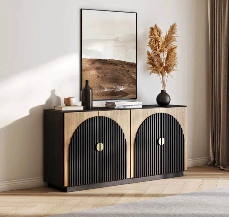 64.8" Fluted Buffet Cabinet Symmetrical Arc Accent Sideboard