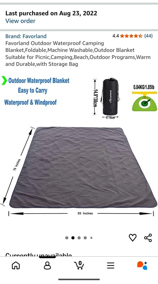 Picnic blanket- 78 x 55 inches