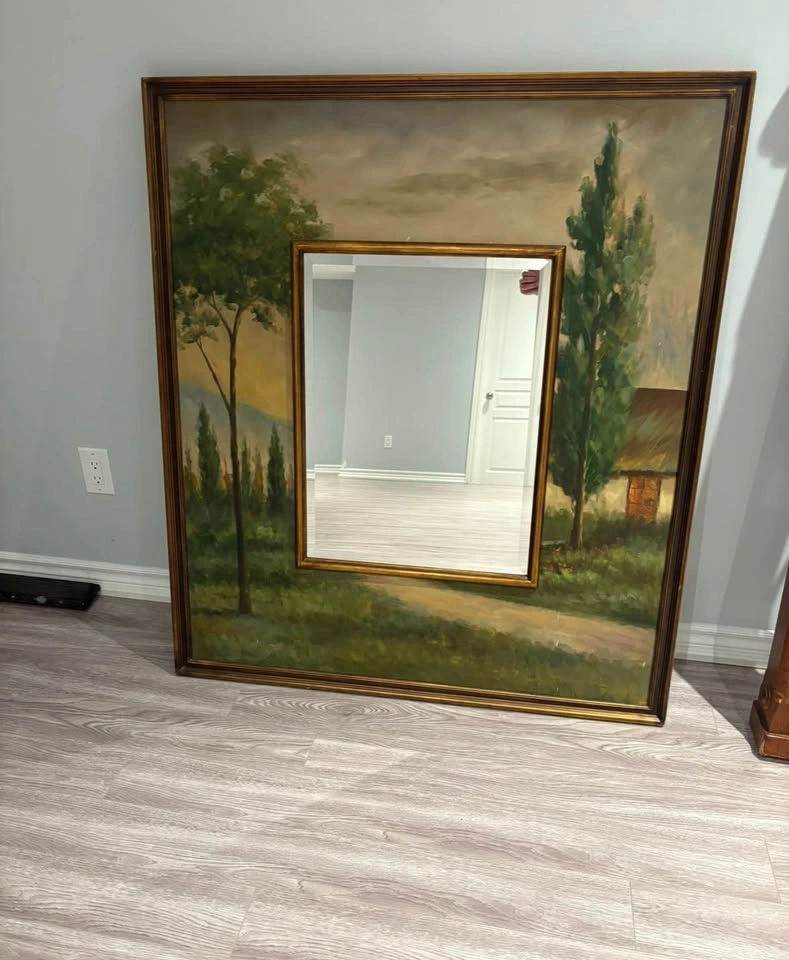 Large Vintage Ren-Wil Hand-Painted Landscape Wall Mirror - photo 2