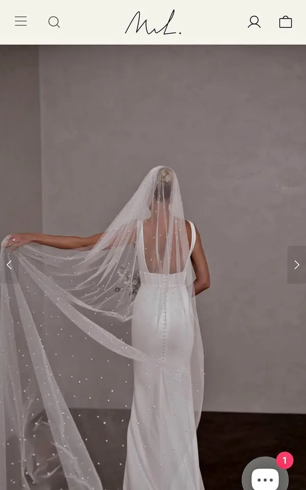 Pearl Cathedral Veil soft white or ivory thumbnail