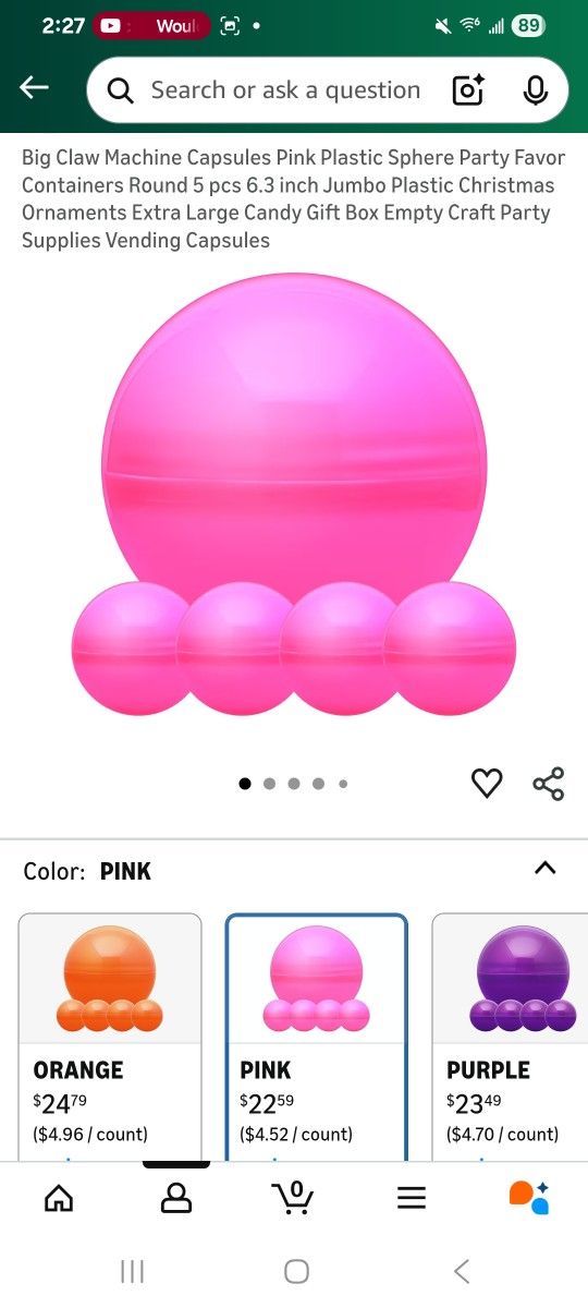 Pink Plastic Sphere Capsules 6.3 inch - photo 3