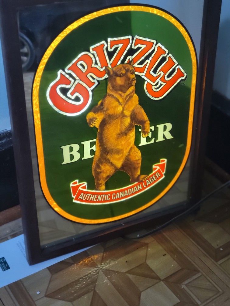 Grizzly Beer Authentic Canadian Lager Sign