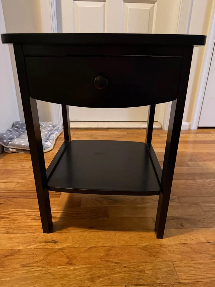 Black Nightstand / Accent Side Table with Drawer