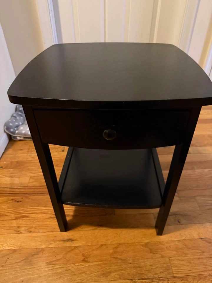 Black Nightstand / Accent Side Table with Drawer - photo 2