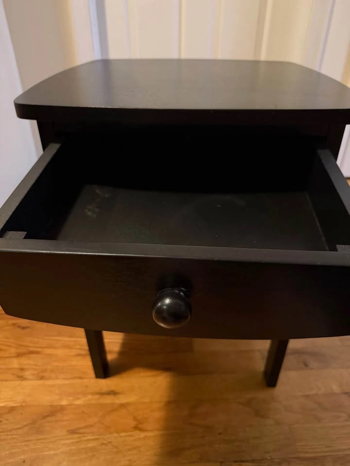 Black Nightstand / Accent Side Table with Drawer - photo 3