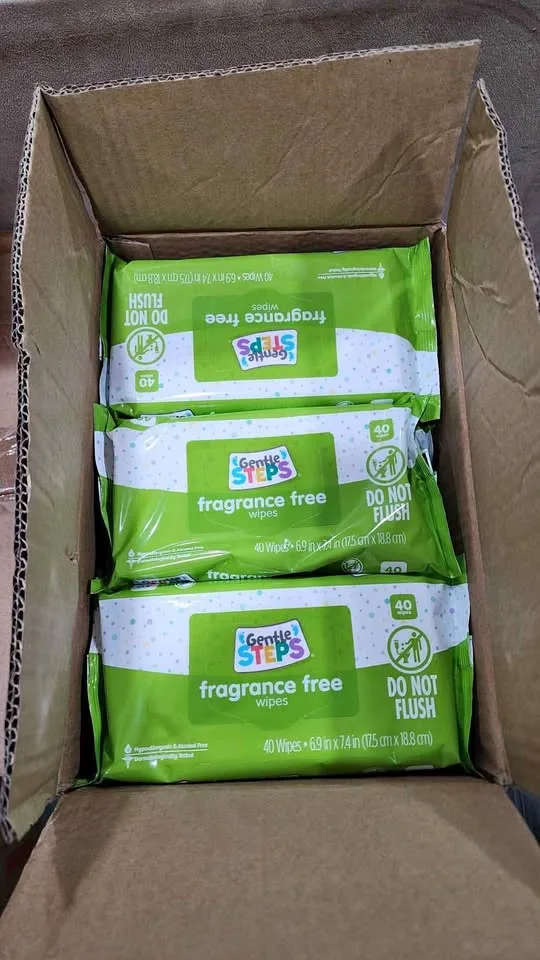 9 PACK GENTLE STEPS FRAGRANCE FREE 40 CT WIPES thumbnail