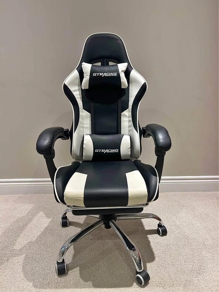 GTRacing Gaming Chair with Footrest & Massage Lumbar Support