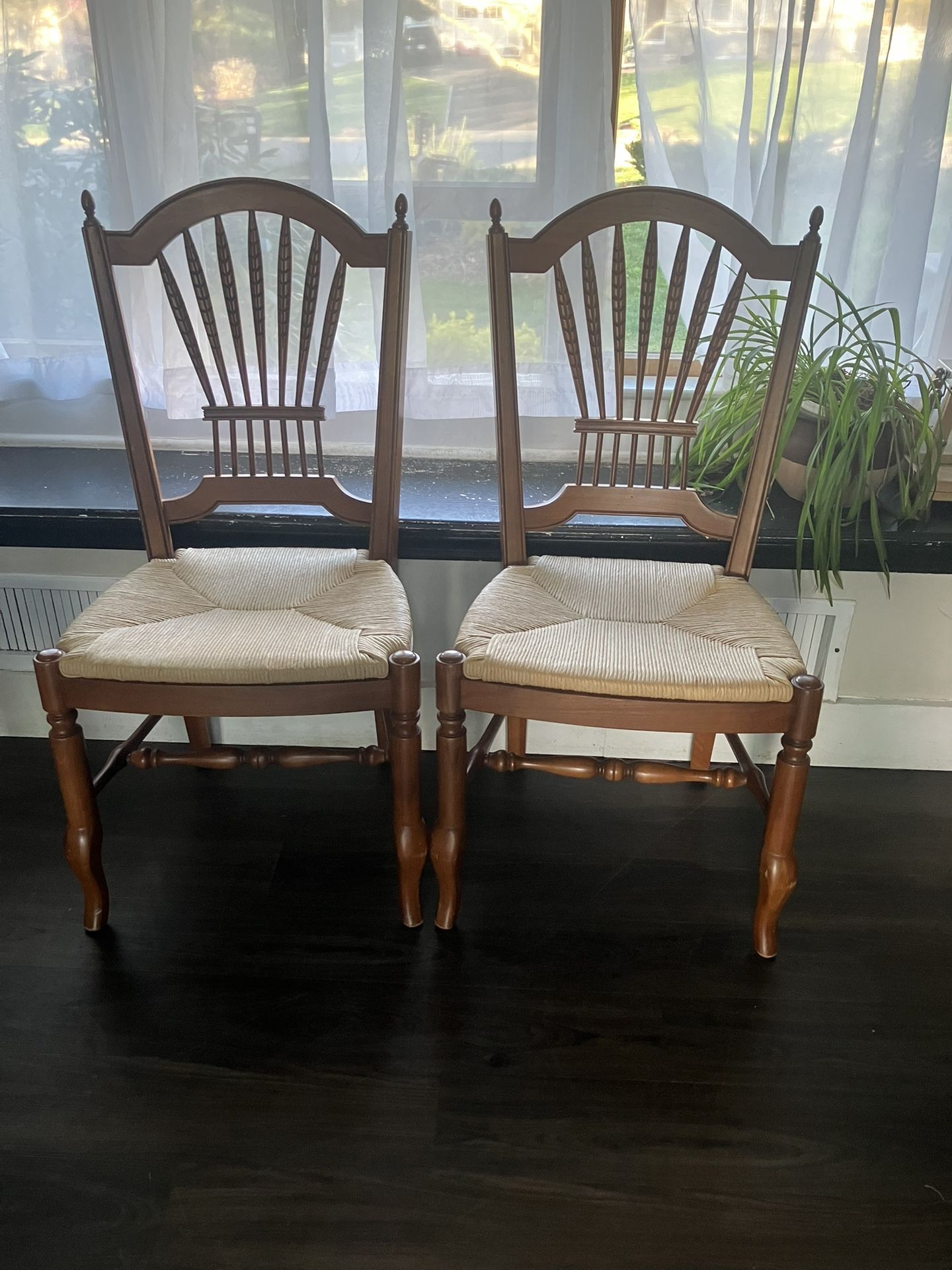 Ethan Allen Solid Wood Rush Seat Dining Chairs – Set of 2 - photo 2