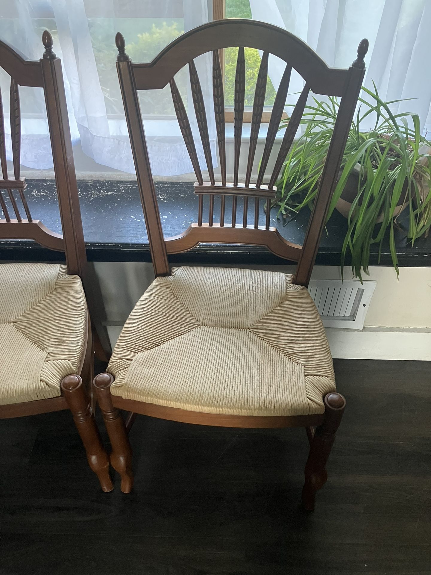 Ethan Allen Solid Wood Rush Seat Dining Chairs – Set of 2 - photo 3