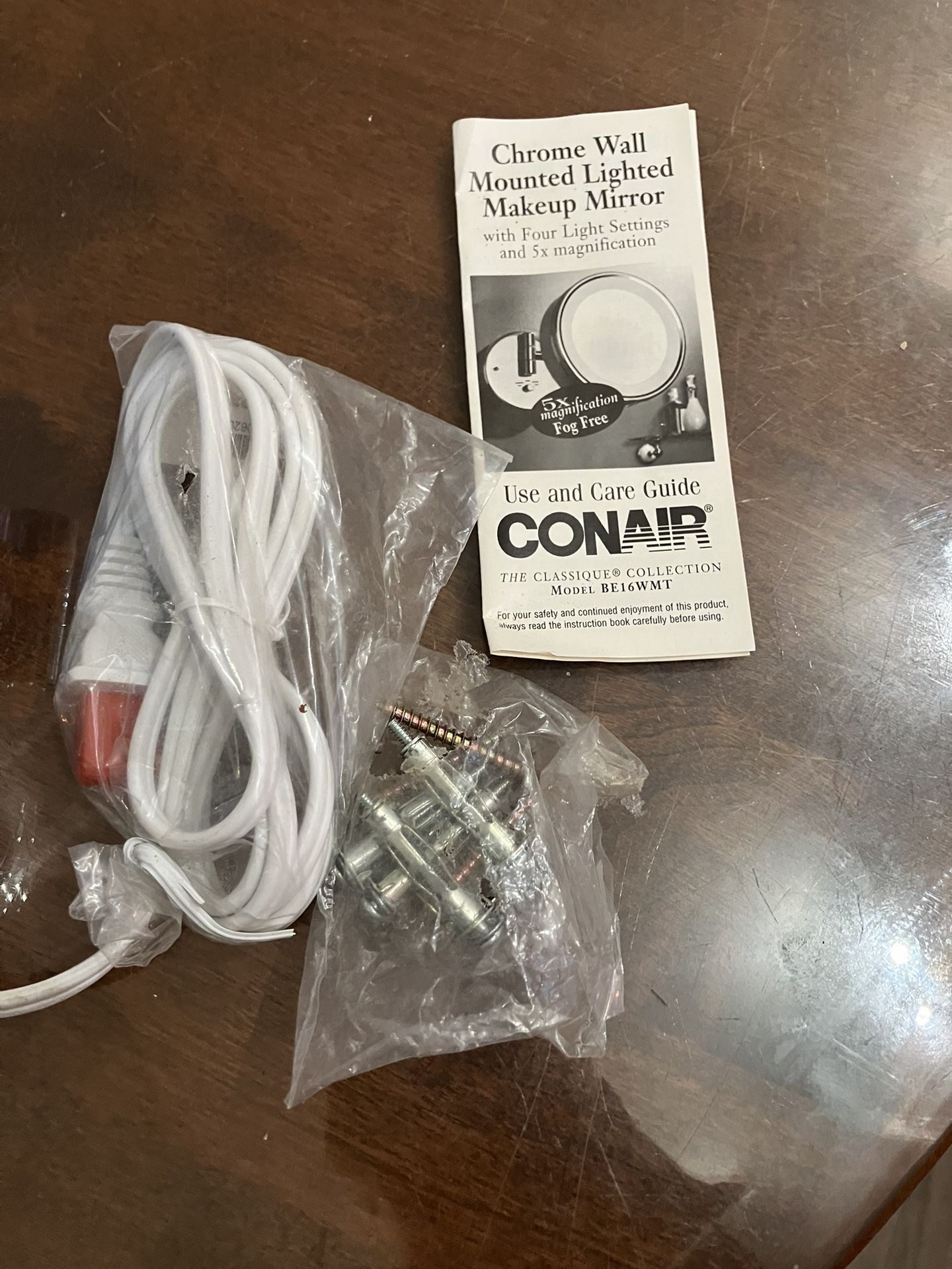 NEW Conair Lighted Wall Mount Makeup Mirror 5X Magnification Chr - photo 3