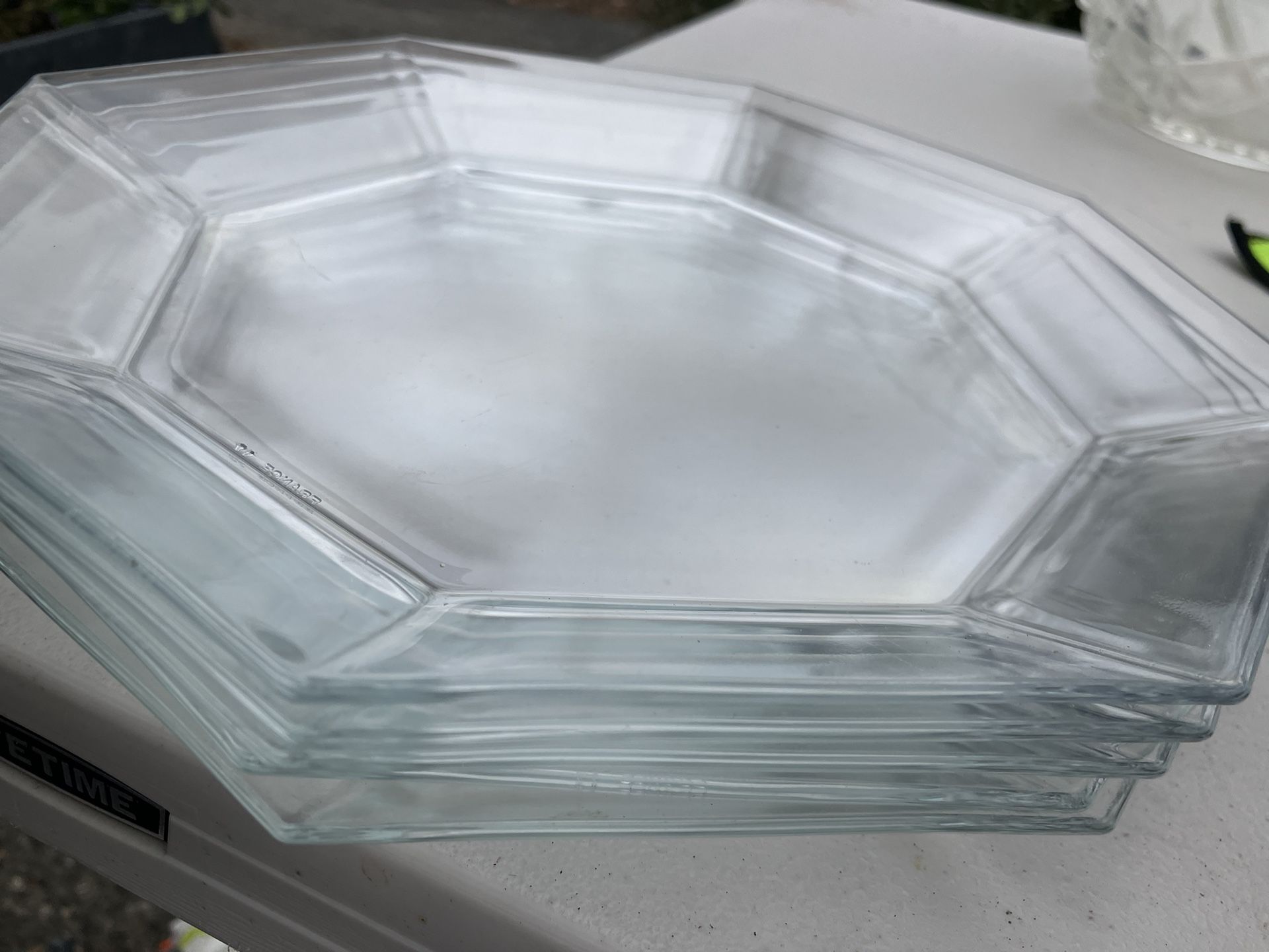 Set of 11 French Glass Plates – Octagon Shape (Luminarc Style) - photo 2