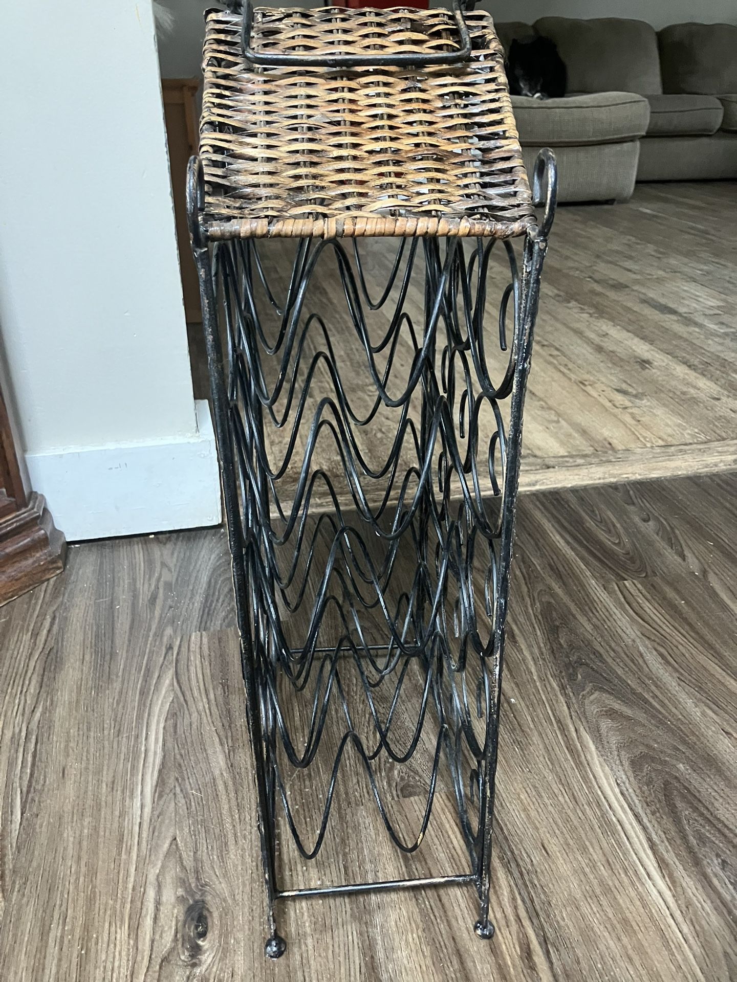 Vintage Metal & Wicker Wine Rack – Holds 20 Bottles - photo 5