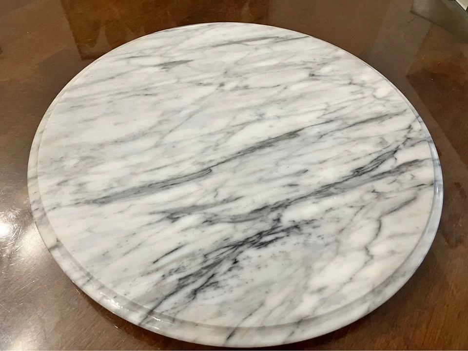15” Round Marble Pedestal Serving Tray