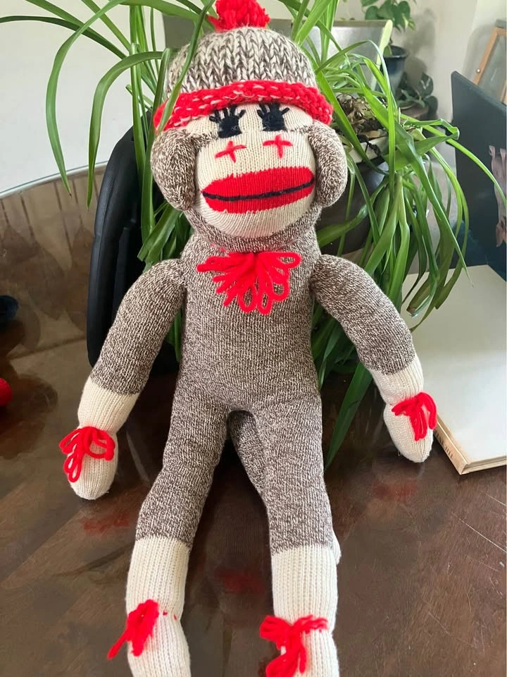 Handmade Sock Monkey Plush Doll – Vintage Style Red Heel Monkey - photo 2