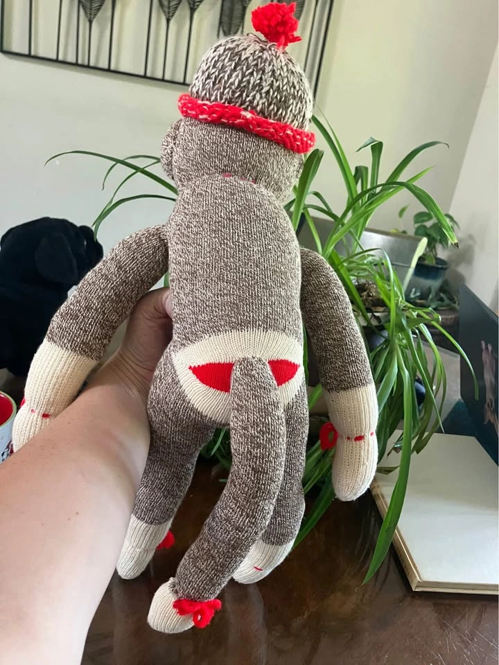 Handmade Sock Monkey Plush Doll – Vintage Style Red Heel Monkey - photo 3