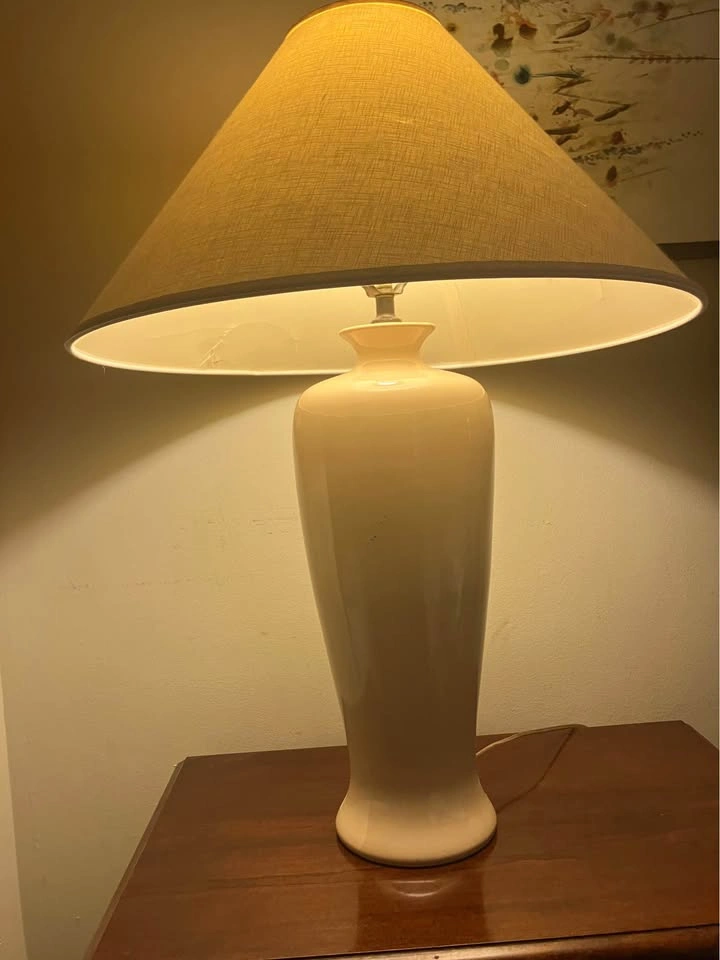 Large Matching Cream Ceramic Table Lamps with Shades – 32” Tall - photo 2