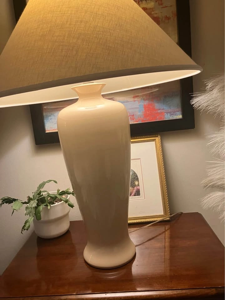 Large Matching Cream Ceramic Table Lamps with Shades – 32” Tall - photo 4