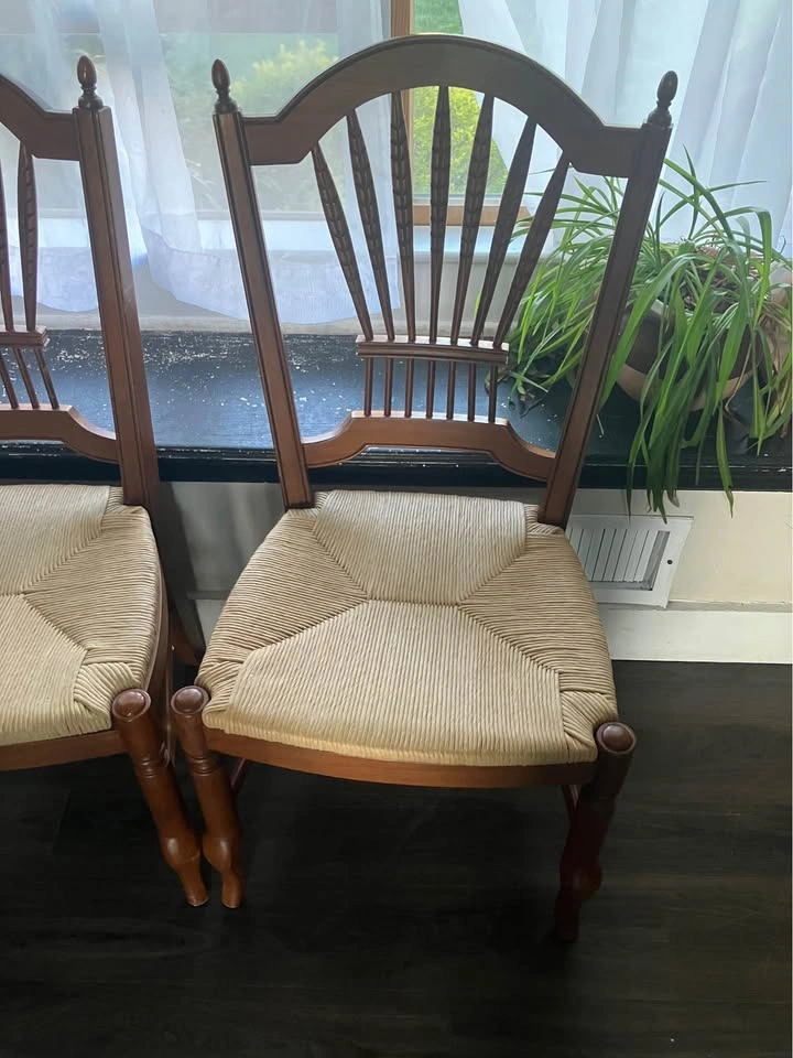 Ethan Allen Solid Wood Rush Seat Dining Chairs – Set of 2 - photo 3