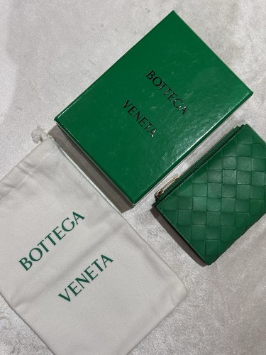 Bottega Veneta Green Intrecciato Weave Zip-Around Wallet