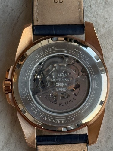Bulova Sutton Men's 43mm Automatic Skeleton Dial Rose Gold/Blue - photo 5
