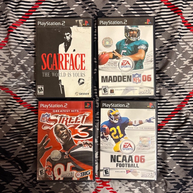 Lot Of 4 PS2 Games Scarface, Madden 06, NFL Street 3, NCAA 06