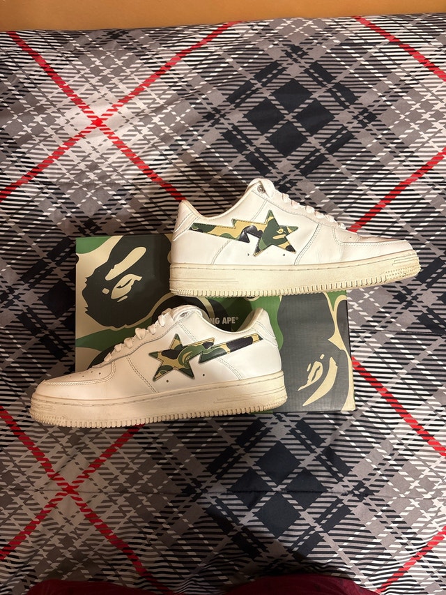 A Bathing Ape Bapesta Size 9 White & Green - photo 3