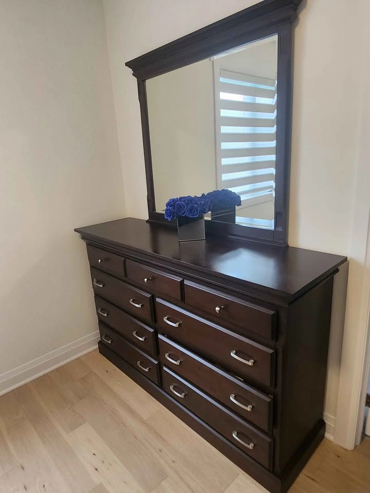 Dark Wood Bedroom Set - Dresser with Mirror and Two Nightstands - photo 2