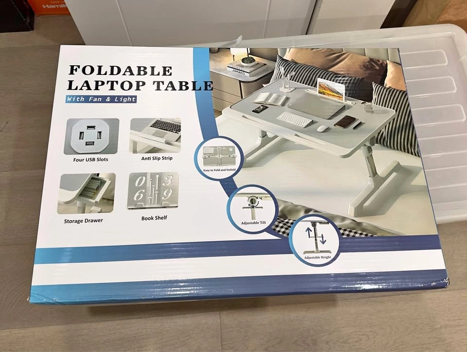 Foldable Laptop Table with Fan & Light